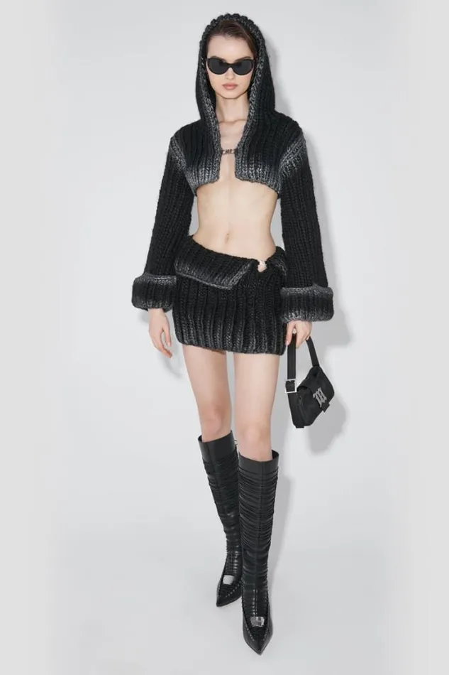 Bulky Wax Knitted Mini Skirt Black Women MISBHV Knitwear
