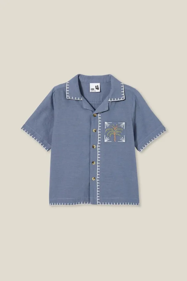 Cabana Short Sleeve Shirt Steelpalm Tree Boys Cotton On Shirts