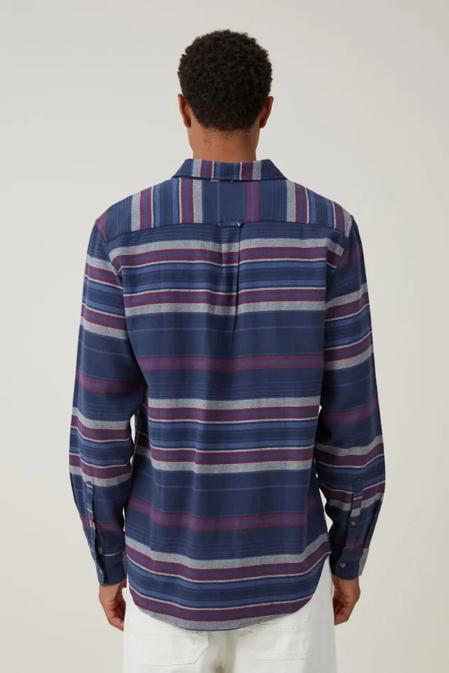 Camden Long Sleeve Shirt Navy Stripe Men Cotton On Shirts and Polos Camden Long Sleeve Shirt Navy Stripe Men Cotton On Shirts and Polos