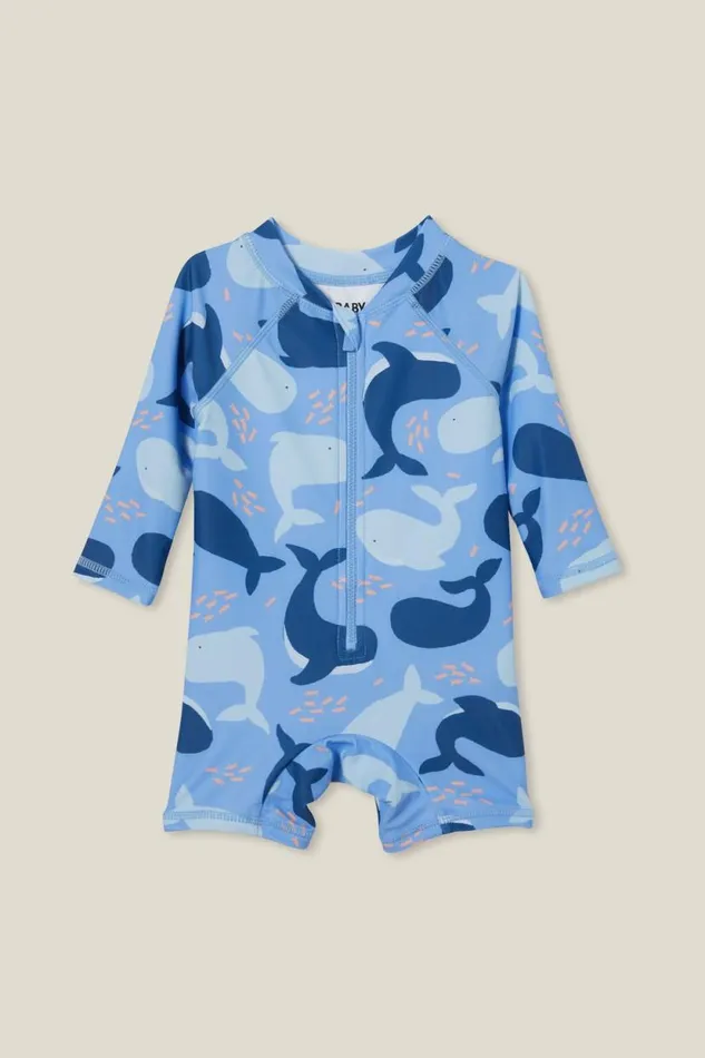 Cameron Long Sleeve Swimsuit Dusk Bluewhales Friends Baby Cotton On Swimwear