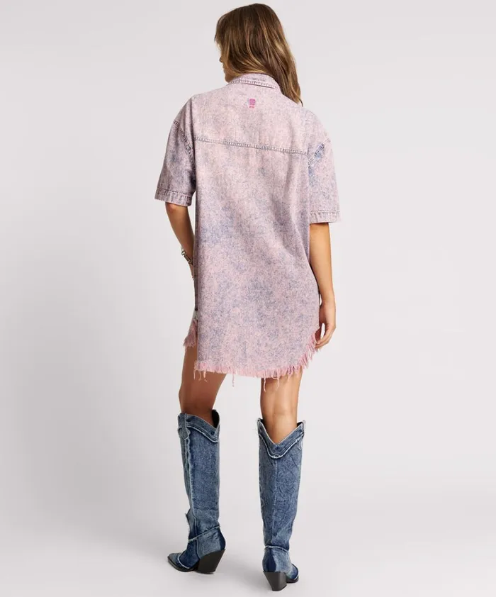 CANDY ACID PARIS DENIM SHIRT DRESS Women One Teaspoon Denim Dresses CANDY ACID PARIS DENIM SHIRT DRESS Women One Teaspoon Denim Dresses