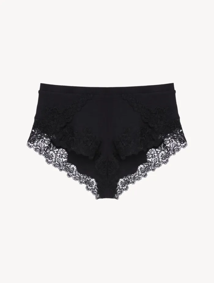 Cashmere Blend Ribbed Sleep Shorts In Onyx With Frastaglio Sleepwear La Perla Pajamas Cashmere Blend Ribbed Sleep Shorts In Onyx With Frastaglio Sleepwear La Perla Pajamas
