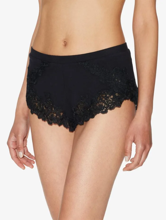 Cashmere Blend Ribbed Sleep Shorts In Onyx With Frastaglio Sleepwear La Perla Pajamas