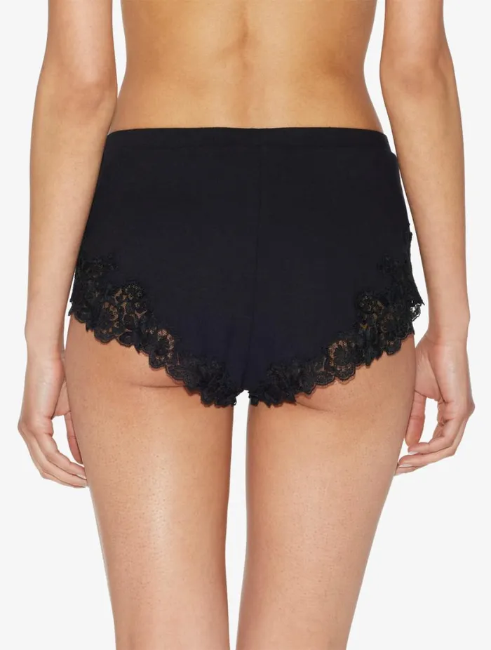 Cashmere Blend Ribbed Sleep Shorts In Onyx With Frastaglio Sleepwear La Perla Pajamas