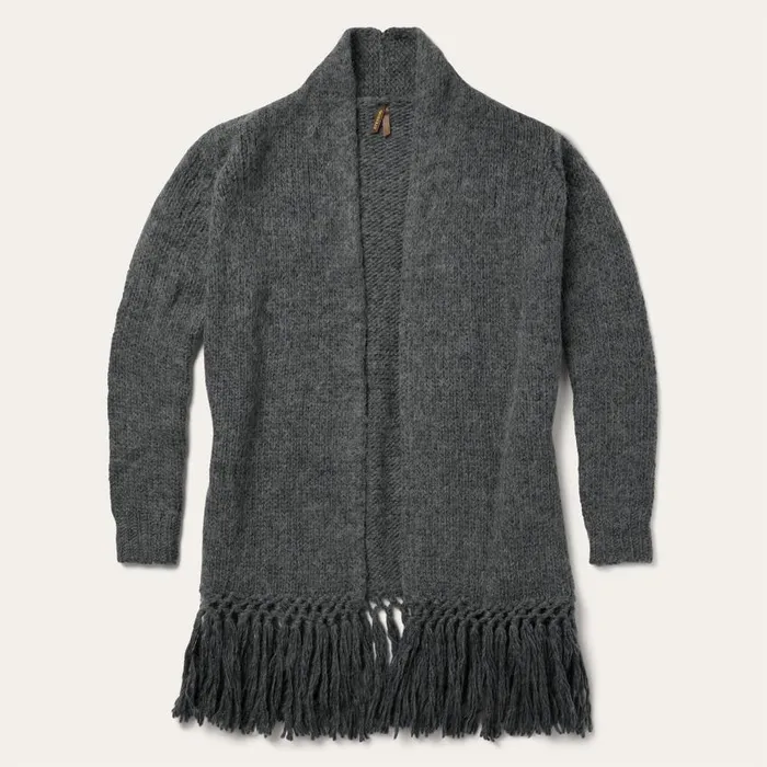 Charcoal Fringed Cardigan Grey Women Stetson Fringe Jackets
