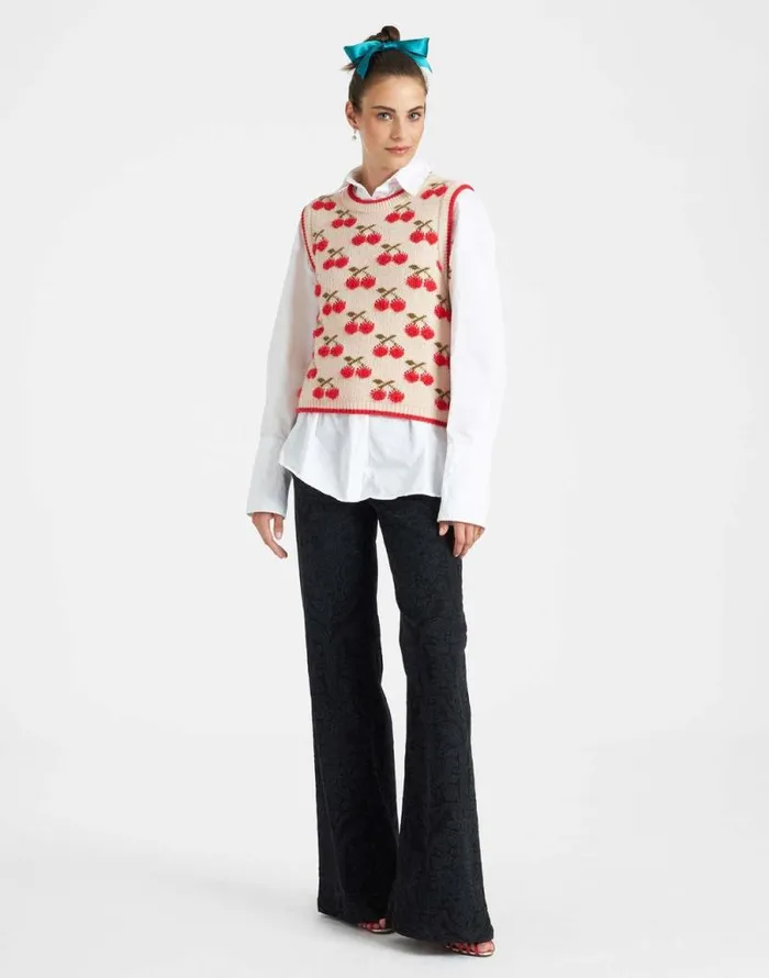 Cherry Vest Off White Women La Double J Knitwear