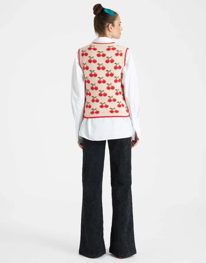 Cherry Vest Off White Women La Double J Knitwear
