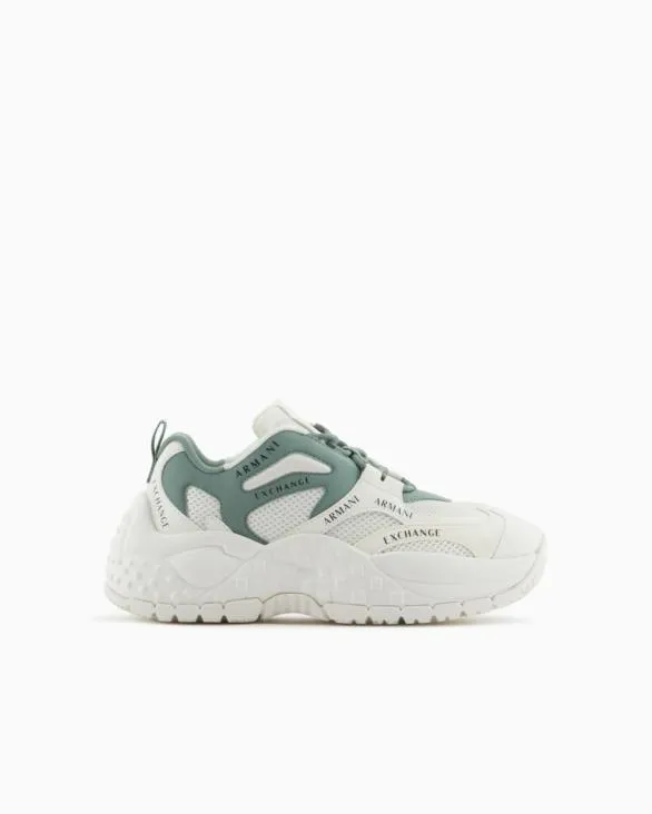 Chunky Sneakers With Contrasting Inserts Green Women Armani Sneakers