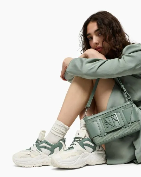 Chunky Sneakers With Contrasting Inserts Green Women Armani Sneakers Chunky Sneakers With Contrasting Inserts Green Women Armani Sneakers