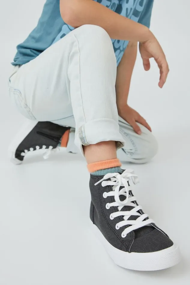Classic Canvas High Top Trainer Phantom Washed Canvas GirlsBoys Cotton On Sneakers