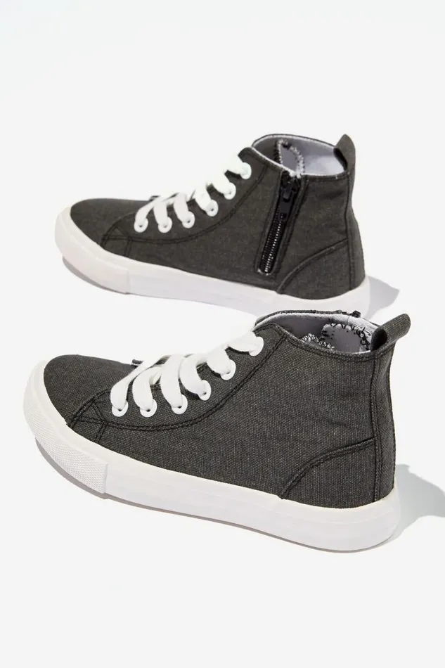 Classic Canvas High Top Trainer Phantom Washed Canvas GirlsBoys Cotton On Sneakers