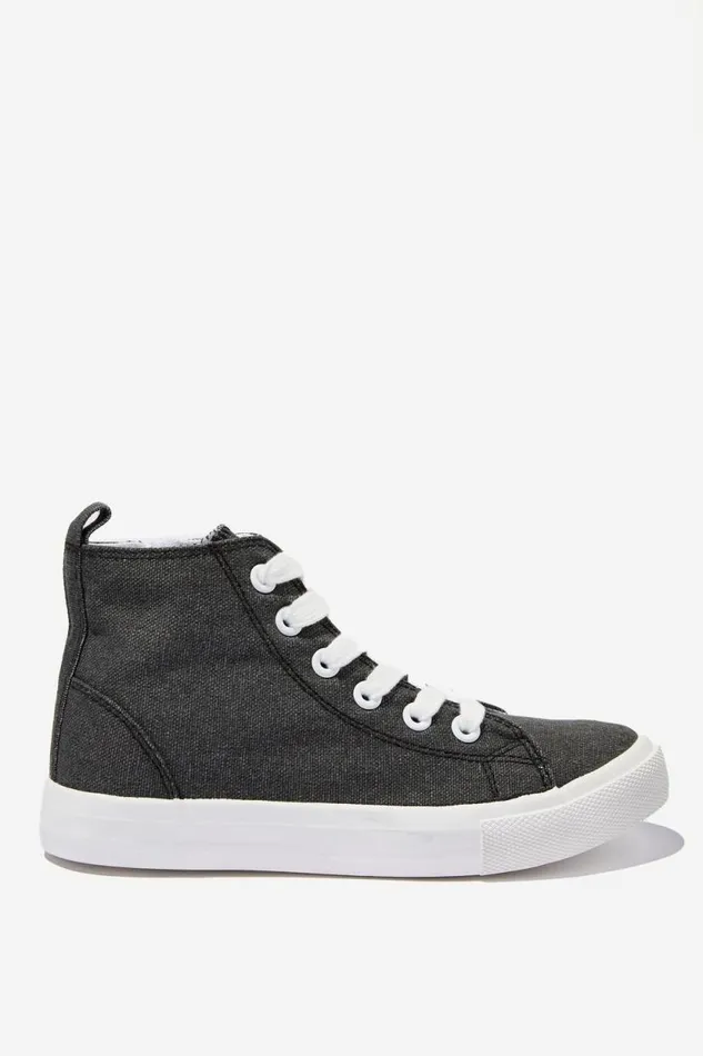 Classic Canvas High Top Trainer Phantom Washed Canvas GirlsBoys Cotton On Sneakers