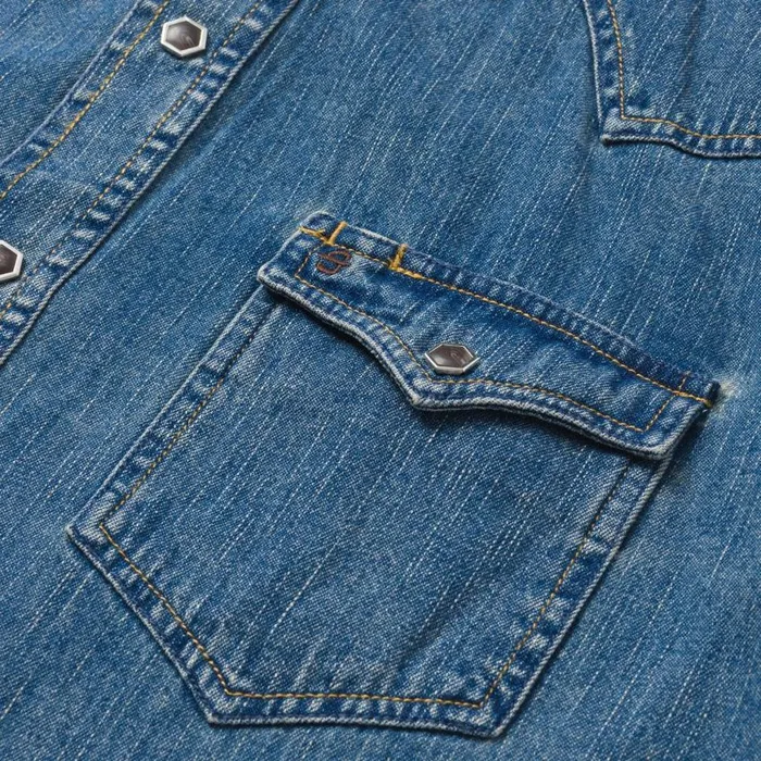 Classic Denim Shirt Blue Men Stetson Western Shirts