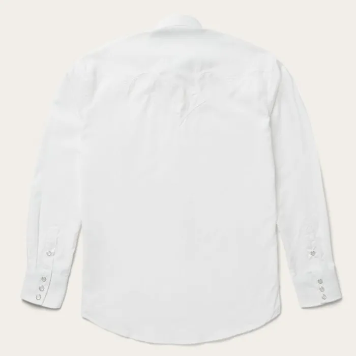 Classic Solid Snap Poplin Shirt In Optic White White Men Stetson Classic Cut