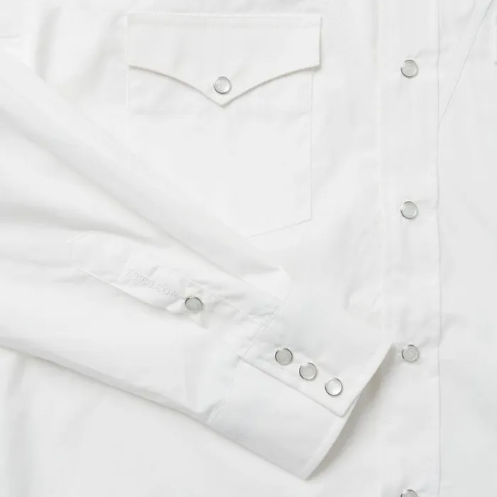 Classic Solid Snap Poplin Shirt In Optic White White Men Stetson Classic Cut