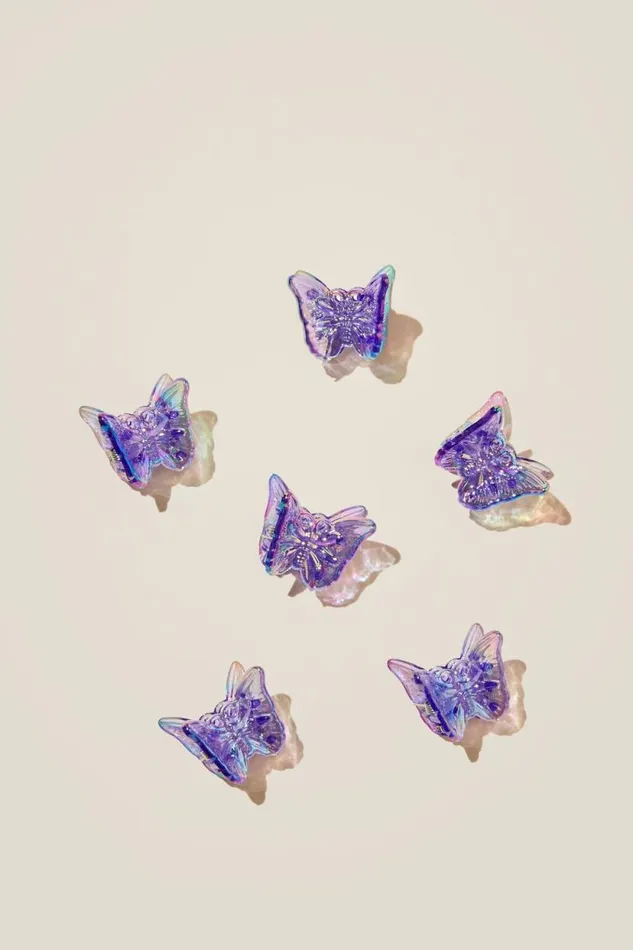 Claudette Claw Clips Lilac Dropiridescent Butterflies Girls Cotton On Hair Accessories Claudette Claw Clips Lilac Dropiridescent Butterflies Girls Cotton On Hair Accessories