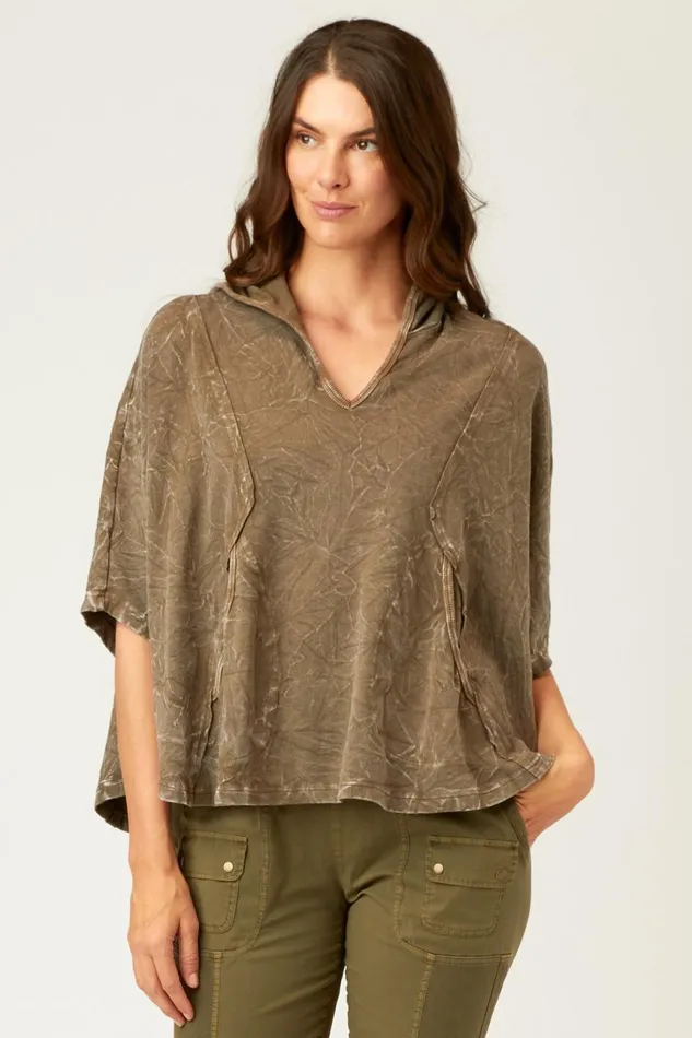 Clothing CoverUps XCVI Alton Hooded Poncho Stone Wash Courtyard