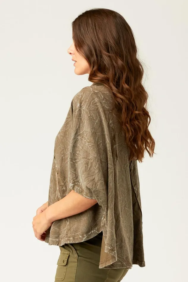 Clothing CoverUps XCVI Alton Hooded Poncho Stone Wash Courtyard