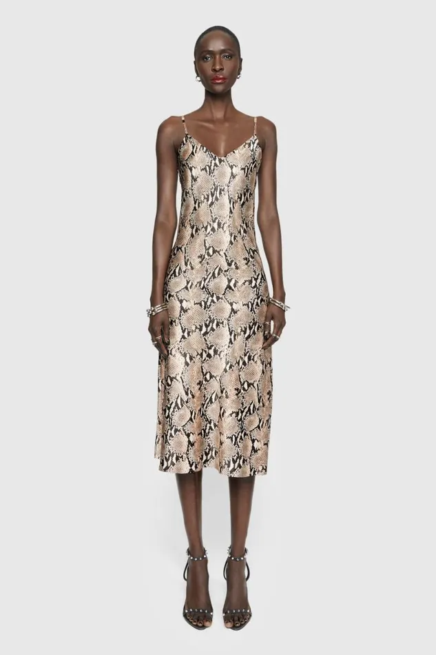 Clothing Dresses Rebecca Minkoff Verona Slip Dress Natural Python