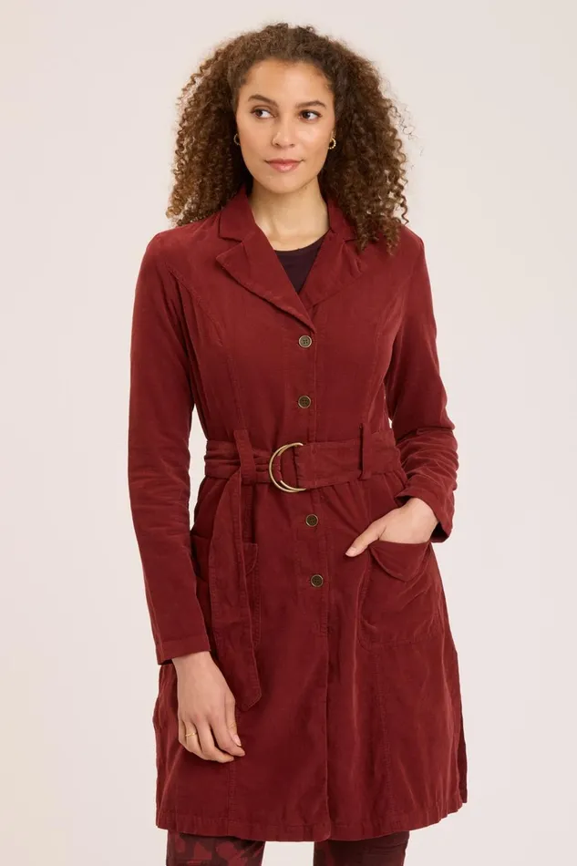 Clothing Jackets XCVI Cord Belted Trench Port Pigment