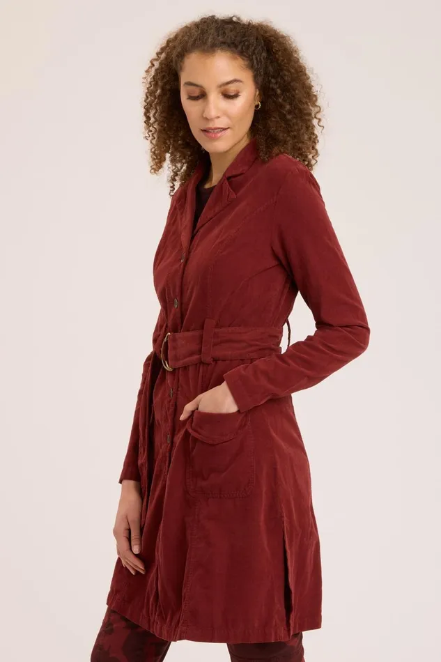 Clothing Jackets XCVI Cord Belted Trench Port Pigment