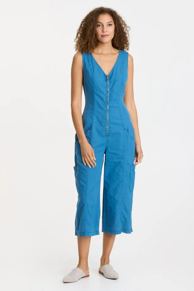 Clothing Jumpsuits XCVI Linen Norris Jumpsuit Poseidon Pigment