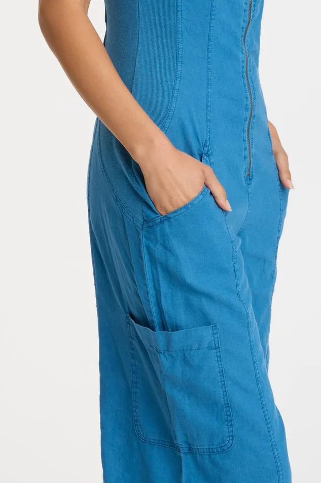 Clothing Jumpsuits XCVI Linen Norris Jumpsuit Poseidon Pigment
