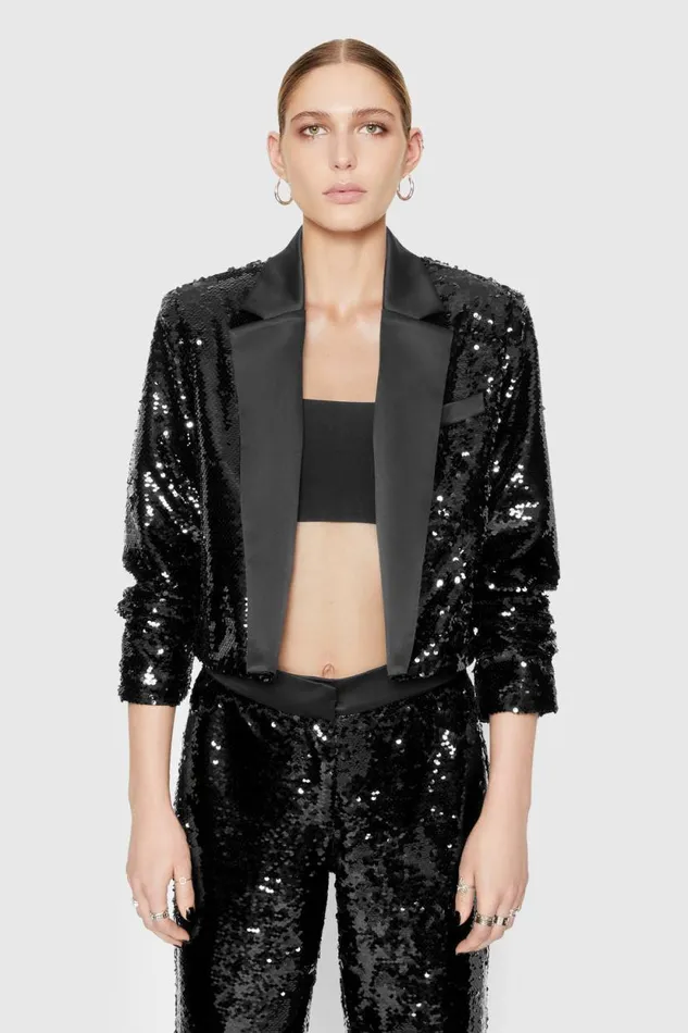 Clothing Outerwear Rebecca Minkoff Jane Sequin Blazer Black