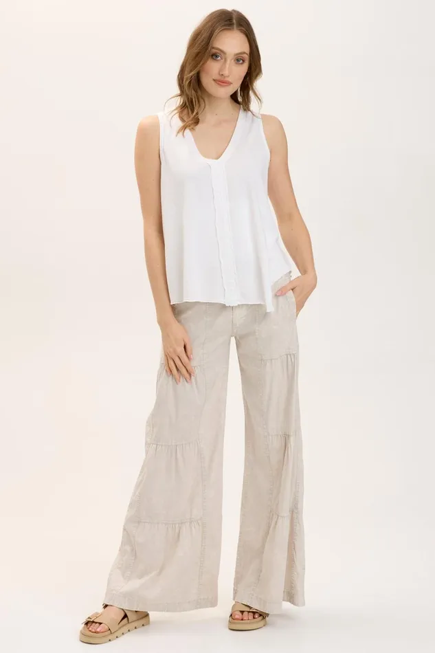 Clothing Pants XCVI Terraced Wide Leg Pant Feirie Wash Whitecap