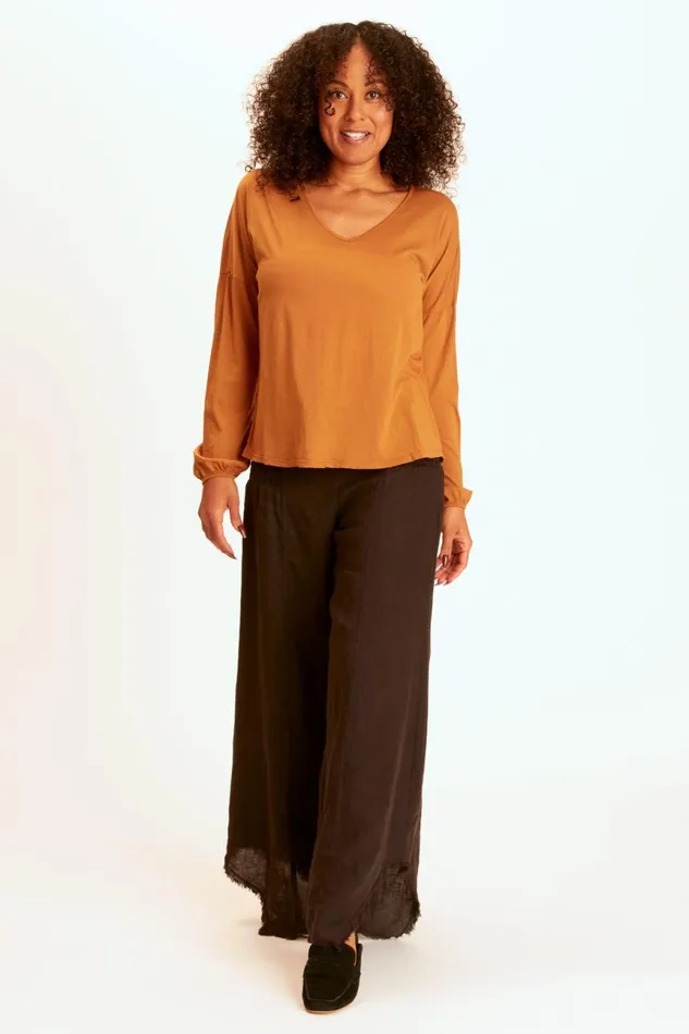 Clothing ShirtsBlouses XCVI Bale VNeck Top Golden Topaz