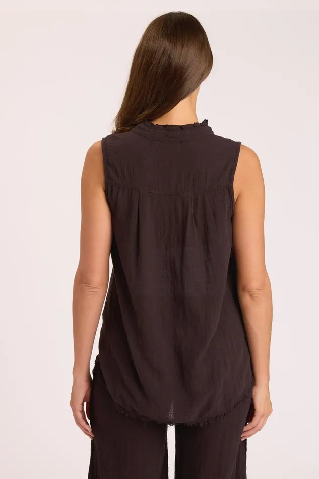 Clothing Tanks XCVI Gauze Belita Ruffle Tank Black