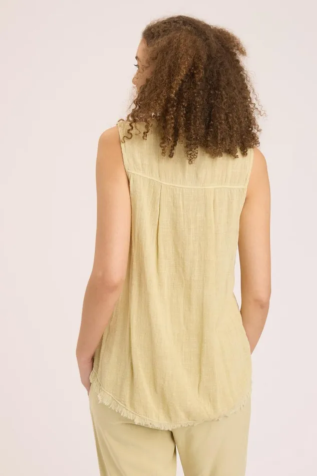 Clothing Tanks XCVI Gauze Belita Ruffle Tank Fresh Willow