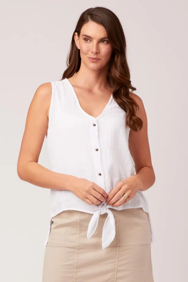 Clothing Tanks XCVI Gauze Minerva Tank White