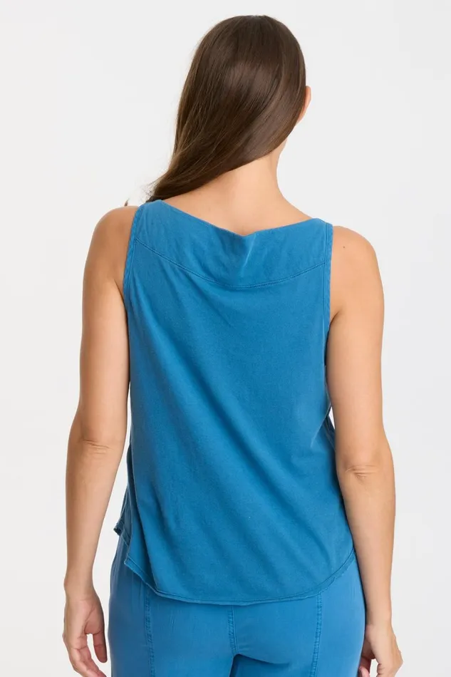 Clothing Tanks XCVI Linen Theroux Tank Poseidon Pigment