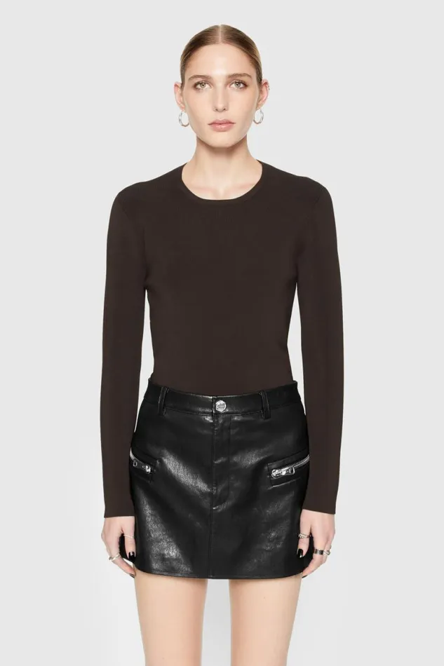 Clothing Tops Rebecca Minkoff Bonnie Long Sleeve Black Coffee