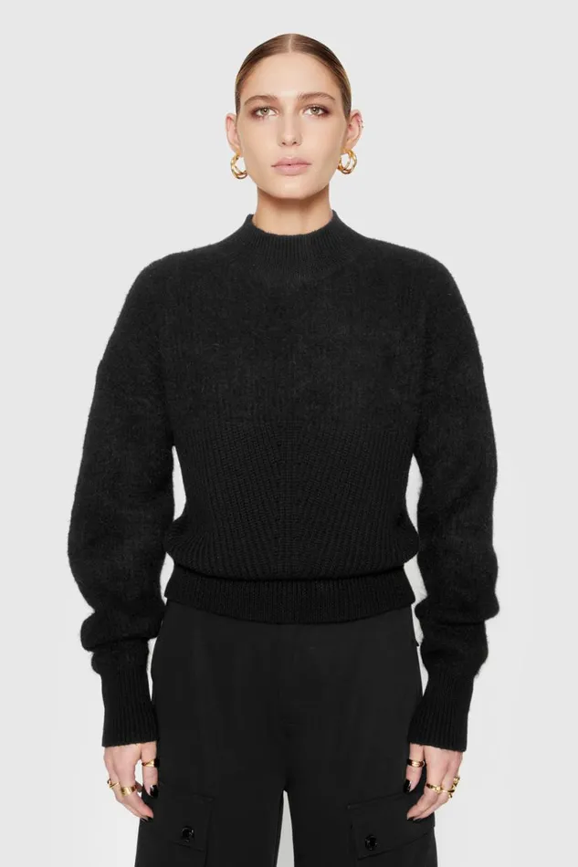 Clothing Tops Rebecca Minkoff Priscilla TwoTexture Sweater True Black