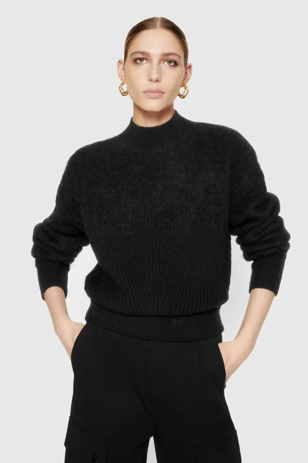 Clothing Tops Rebecca Minkoff Priscilla TwoTexture Sweater True Black