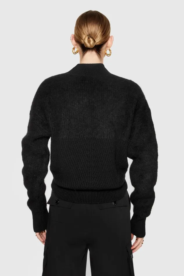 Clothing Tops Rebecca Minkoff Priscilla TwoTexture Sweater True Black
