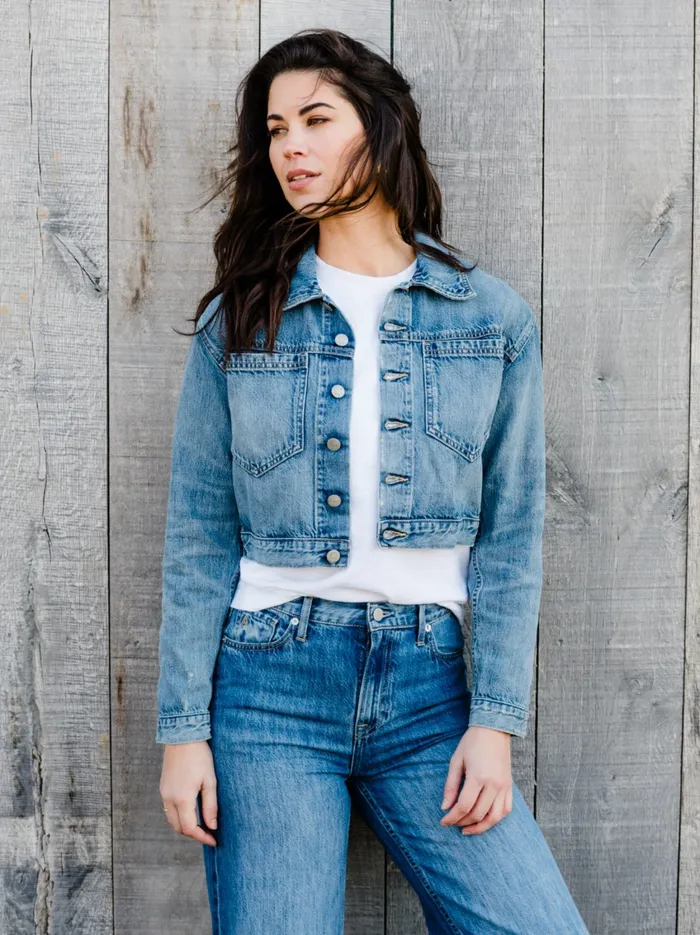 Coats and Jackets Madelin Cropped Jacket Light Indigo Wash Able Women