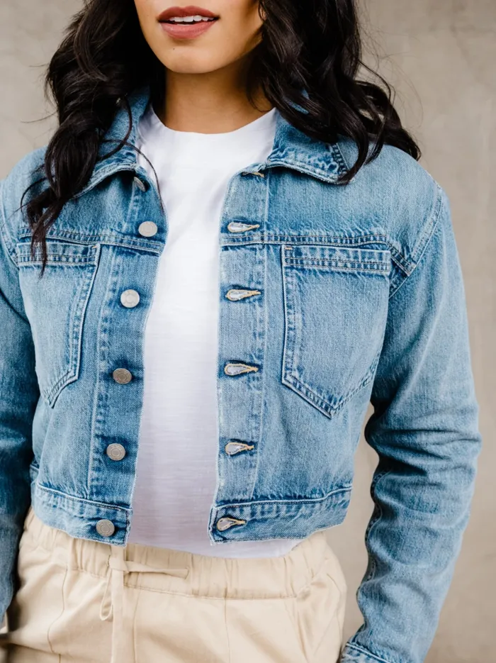Coats and Jackets Madelin Cropped Jacket Light Indigo Wash Able Women