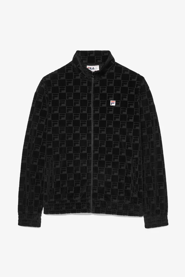 Coats and Jackets Men Fila Jacquard Velour Track Jacket 001 Black