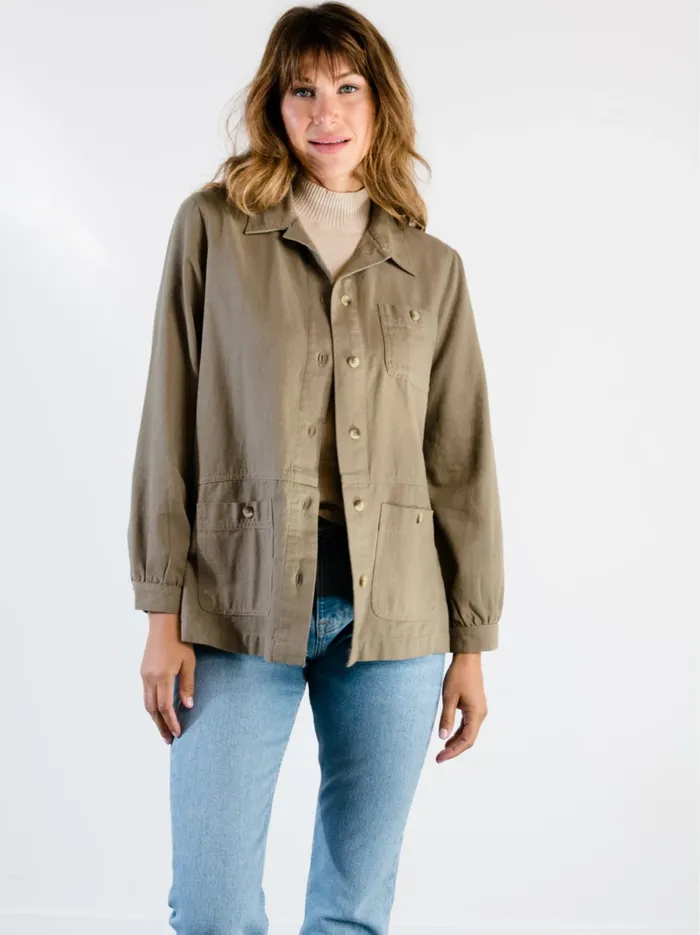 Coats and Jackets Phyllis Utility Shacket Dusky Green 8211 Able Women