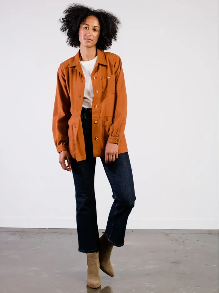 Coats and Jackets Phyllis Utility Shacket Dusky Green 8211 Able Women