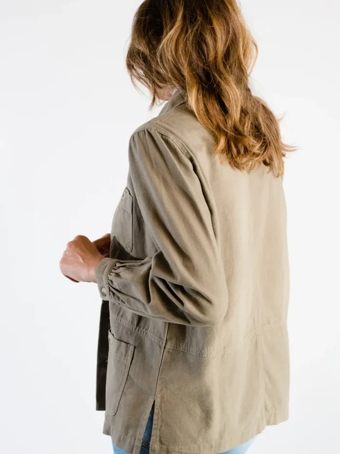 Coats and Jackets Phyllis Utility Shacket Dusky Green 8211 Able Women