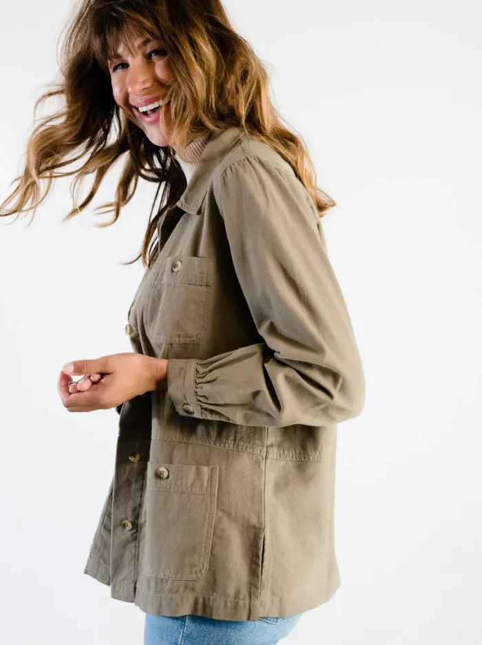 Coats and Jackets Phyllis Utility Shacket Dusky Green 8211 Able Women
