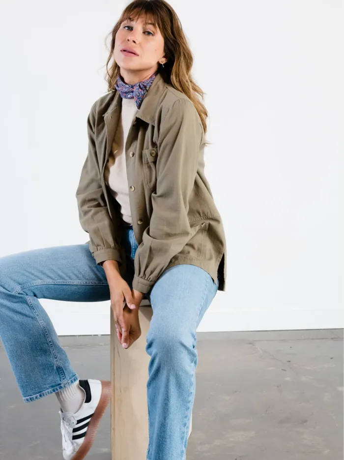 Coats and Jackets Phyllis Utility Shacket Dusky Green 8211 Able Women