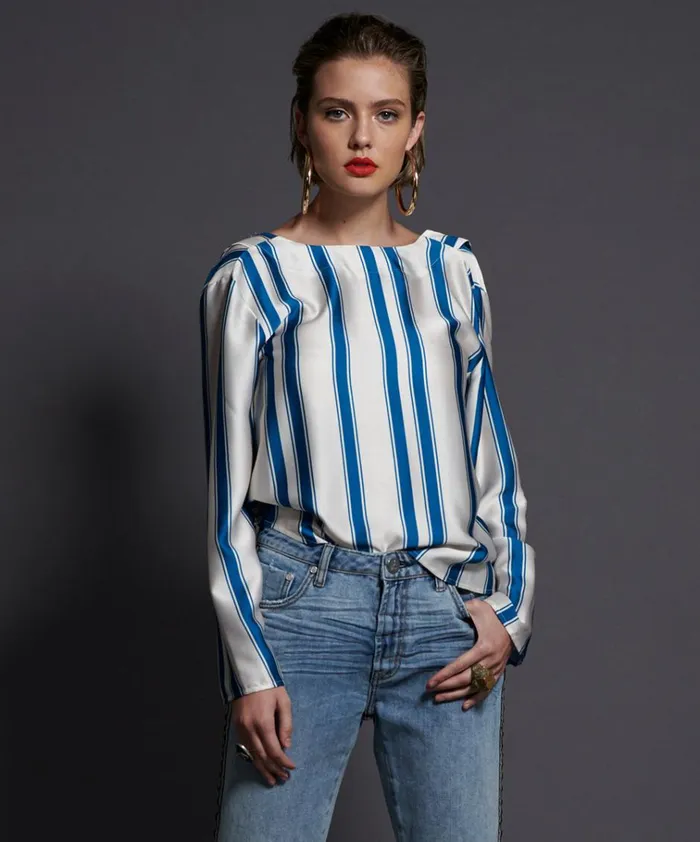 COCKTAIL STRIPE BACKLESS CHLOE TOP Women One Teaspoon Tops