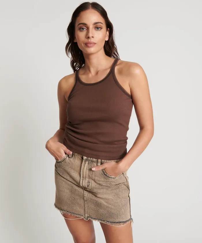 COCOA RIBBED TANK TOP Women One Teaspoon Tees and Tanks