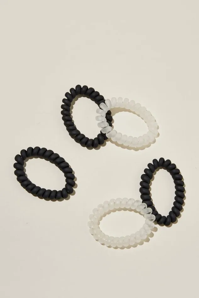 Coil Hair Ties 5Pk Blackclear Women Cotton On Accessories