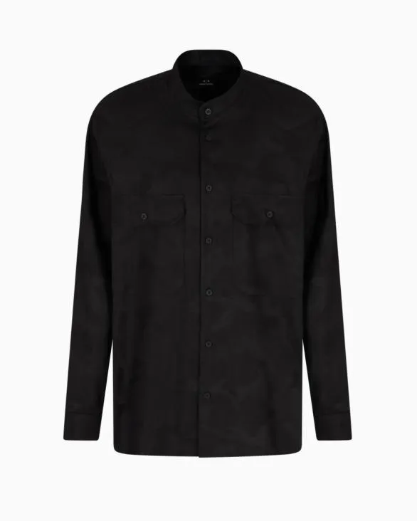 Comfort Fit Shirt In Lyocell Black Men Armani Shirts
